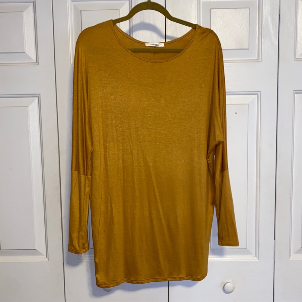Yellow Long-Sleeve Round Neck Dress